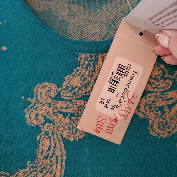 Myan ( Francesca's Closet) Turquoise sweater dress - Picture 3 of 4